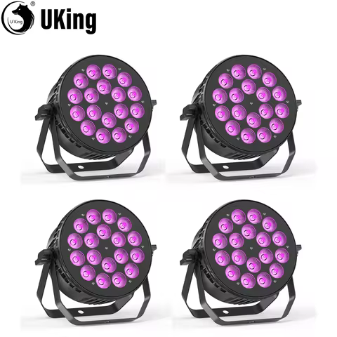 U'King 4Pcs 120W Stage Par Lights 18X8W RGBW LED DJ Par Can Light DMX Uplights For Wedding Stage Per