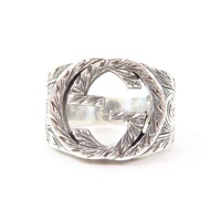 Excellent condition GUCCI 455302 Interlocking G Arabesque Ring, AG925 Silver, Size 9 (equivalent to 