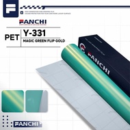 HIJAU 152CM Sticker FANCHI Y-331 Y331 Magic Green Flip Gold Green Violet Gold PET 152CM per meter
