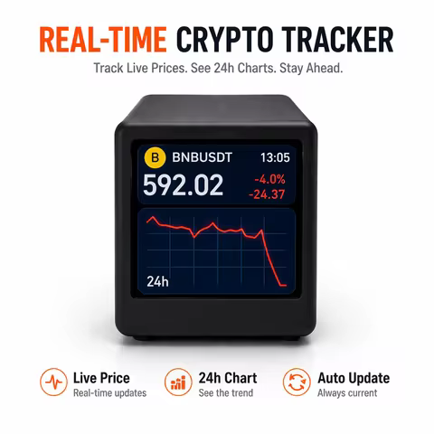 Mini WiFi Crypto Display Screen | Real-Time Bitcoin Ethereum Price Tracker | Desktop Stock Ticker Ga