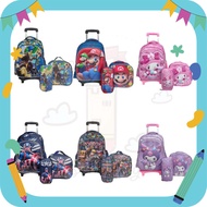 iSchoolDy Kids Trolley Beg Roblox Spiderman Melody Kuromi 15' School Backpack Kids Removable Trolley School Bag Set