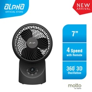 ALPHA Motto - DT360 G2 Desk Fan 7 Inch with 3 Blades (4 Speed Remote)