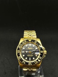 seiko automatic movement watch  精工自動機芯手錶 seiko mod 改復古款 GMT datejust submariner  40mm custom 鋼殼錶金色