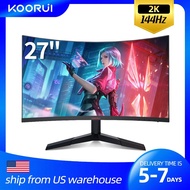 KOORUI 27\" 144Hz 2K Curved Gaming Monitor 1Ms Freesync Premium , QHD 2560X1440 1440P VA Led Compute