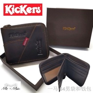 ✖KS04/Z｜Kickers Men Wallet ZIP Leather （with box）lelaki dompet gift fatherday quality baik Timberland Lee Jeep