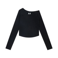 Korea Tao Brand Rest & Recreation พิมพ์ rr ไหล่เอียงเซ็กซี่ปิดไหล่แขนยาวเสื้อด้านล่างผู้หญิง RRT