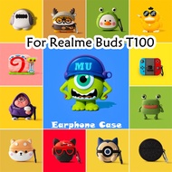 READY STOCKFor Realme Buds T100 Case Cartoon Fresh Style Frog-eyed duck Soft Silicone Earphone Case 
