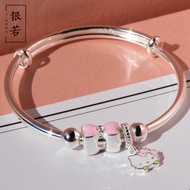 Preferred Ready Stock#儿童银手镯纯银999小孩银镯子学生足银手镯手环女童镯子生日礼物2609DAILY