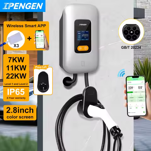 IPENGEN 32A EV Charging Station GBT 22KW 3Phase Electric Vehicle Car Charger 7KW 11KW EVSE Wallbox A