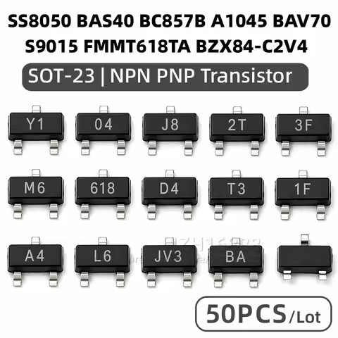 NPN PNP Transistor SOT23/S9018/MMBT4403/S9015/FMMT618TA//BZX84-C2V4/2SC1623/BAT54/A1015 Y1 04 J8 2T 