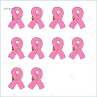 VA 10Pcs Cancer Awareness Brooch Awareness Lapel Pin Pink Ribbon Metal Pin