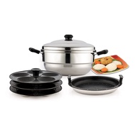 S.Steel Non Stick Multi Kadai(Free Idli & Steamer Stand)-24cm