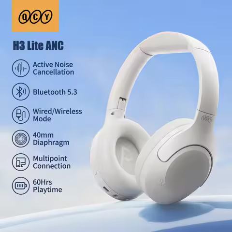 QCY H3 Lite ANC Wireless/Wired Headphones Bluetooth 5.3 Foldable Over Ear Headset HIFI Sound 60H Pla