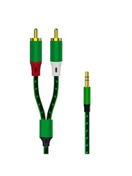 1 ชิ้น สายแปลง 3.5 มม. เป็น 2 RCA สเตอริโอ, สายสัญญาณเสียง 3.5 มม. เป็น 2 RCA เหมาะสำหรับ TV, คอมพิว