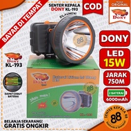 DONY Senter Kepala Lampu Kepala LED Bisa Ganti Copot Baterai Batre KL 193 SILAUMEN Silau men SUPER T