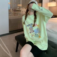 New ADER Cartoon Animal Print Loose Lazy Autumn Blouse - Mid-Length Long Sleeves H7FD