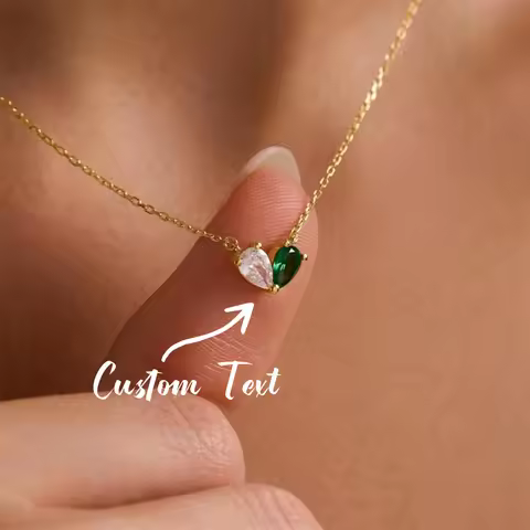 Custom Lovers Birthstone Heart Necklace Minimalist Personalized Mother Anniversary Gift For Girlfrie