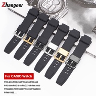 Zhangeer Soft Silicone Watch Strap for Casio PROTREK PRG-200/PRW-3500/2500/5100 Convex 18mm Straps Replacement Orange Black Band Waterproof Portable Watch Accessories Bracelet