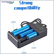 AMAZ 18650 Lithium Battery Charger Three Slots USB Charger Rechargeable Battery Independent Charging