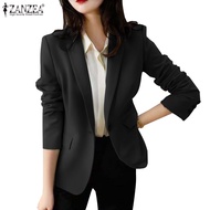 ZANZEA Women Korean Fashion Barter Neck Long Sleeve Casual Blazer