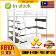 🇲🇾 🔥Hot Selling🔥 3V AH904 Aloha Single Loft With Study Desk / Katil Besi loft + Meja + Rak - Single 