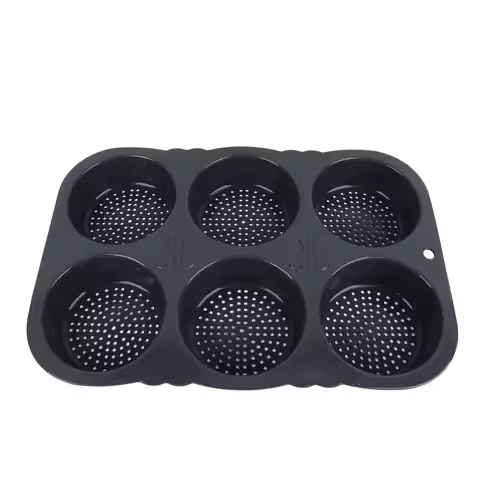 Hamburger Bun Pan Easy To Clean Foldable Heat Resistance Baking Mould 6 Cavity for Kitchen for Micro