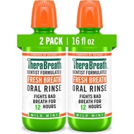 TheraBreath Fresh Breath Mouthwash, Mild Mint Flavor, Alcohol-Free, 16 Fl Oz (2-Pack) HT3I