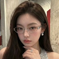 Ni Metal Cat's Eye Triangle Glasses Women's Trendy Fashionable High-Intelligence Sense Plain Glasses