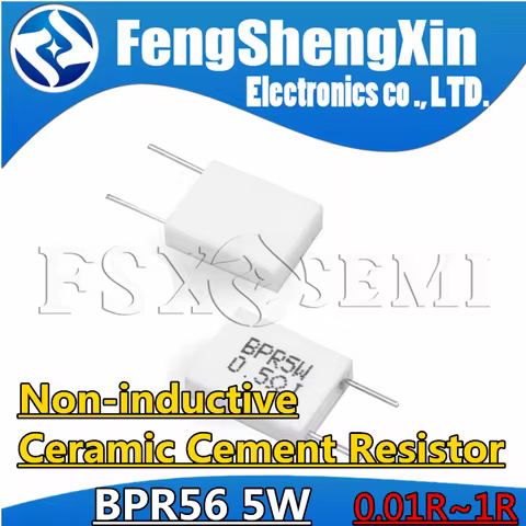 10pcs BPR56 5W 0.1 0.01 0.15 0.22 0.25 0.33 0.47 0.5 0.68 0.75 0.82 1 ohm Non-inductive Ceramic Ceme