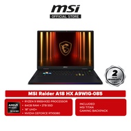 MSI Raider A18 HX A9WIG-085 18" UHD+ Gaming Laptop ( Ryzen 9 9955HX3D / RTX5080 )