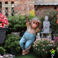 MERLYMALL Monkey Statue, Resin Monkey Chimp Monkey Hanger Sculpture, Creative Garden Decoration Wate