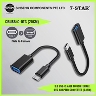 7-STAR* USB C Type C to USB 3.0V Adapter OTG Cable Type-C Male to Type A Female Adapter (0.15M) [MOD