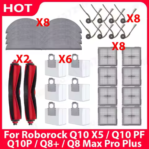 For ( Roborock Q10 X5 / Q10 PF / Q10P / Q8+ / Q8 Max Pro Plus ) Robot Vacuum Cleaner Main Brush Mop 