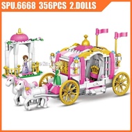 Compatible with LEGO 6742 356 miếng Cô gái Công chúa Royal Wagon Kiosk 2 búp bê khối đồ chơi gạch