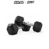 (JIJI.SG x FITNET) Rubber Coated Hex Dumbbell with Contoured Chrome Handle - Dumbbells hexagon dumbb