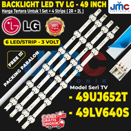 BACKLIGHT TV LED LG 49 INC 49UJ652 49UJ652T 49UJ LAMPU BL 3V 12K KODOK 3 VOLT V 12 KANCING FULL SET