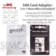 [SG Seller - 2 Pcs Bundle] 3-in-1 Noosy SIM Card Adapter Kit + Tray Ejector / SIM Eject Pin for Nano