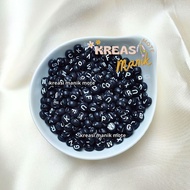 (CHOOSE LETTER) Black Round AZ Letter Beads Bracelet / DIY Bracelet Beads / DIY Handicraft Beads / L