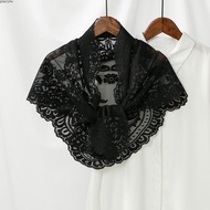 JONY1PH Flower Embroidery Scarf, Solid Color Breathable Lace Triangle Scarf, Elegant 172*63cm Embroi