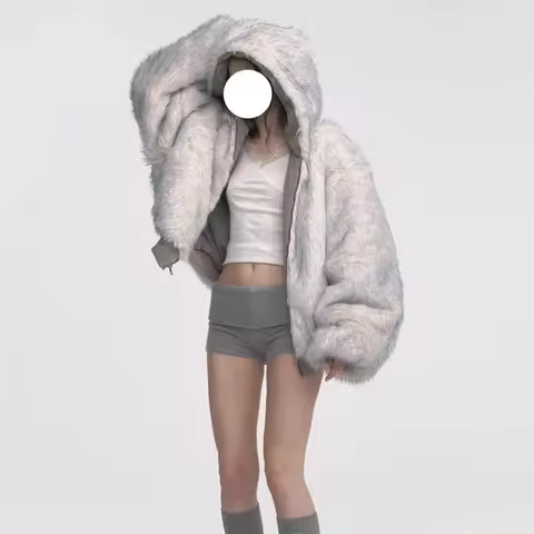 2025 New Double-Sided ice Blue Dyed Pointed Environmentally Friendly Faux fur Suede Flight Jacket We