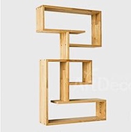 Bookshelf solid wood wall hanging rack wall bedroom TV wall living room oak wall (Color : WOOD COLOR