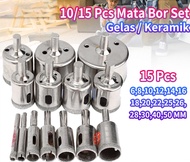 15Pcs /10Pcs Mata Bor Set 6mm-30mm/6mm-50mm Mata Bor Diamond Keramik Granit Marmer Besi Baja Batu Bu