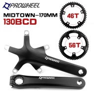Prowheel Bicycle 170mm Crankset 130BCD 46T 56T Chainring Single Plate for Folding Bike Crankarm Light Weight