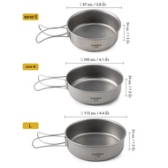 Lixada ชามไทเทเนียม Ultralight ไทเทเนียมชามอาหารค่ํา PAN พับได้ Camping Tableware Outdoor Camping อุ