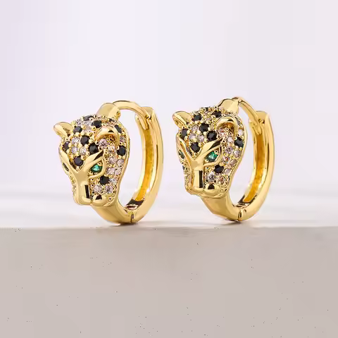 NEWBUY 2024 New Fashion Gold Color Stainless Steel Wedding Jewelry Luxury AAA CZ Zircon Leopard Earr