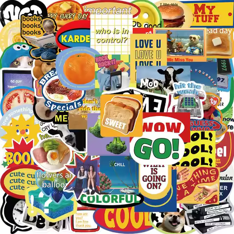 60Pieces Western Sweet Y2K Retro Graffiti Stickers - Waterproof DIY Decals for Guitar Notebook & Lug