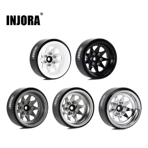 INJORA -4.05mm Offset Stamped Steel 1.3" Beadlock Wheels for 1/24 1/18 RC Crawlers (W1312)