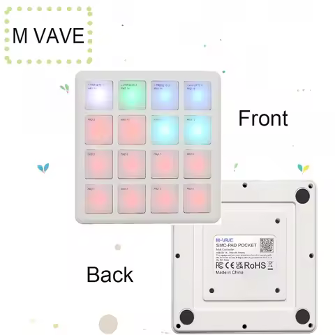 M-VAVE SMC-PAD Pocket Wireless MIDI Controller Suitable Percussion Keyboard USB-C Interface Portable
