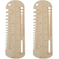 2Pcs Knitting Gauge Ruler Wood Knitting Needle Gauge Multifunctional Crochet Needle Sizer Knitting G