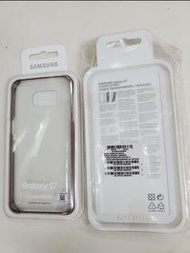 Samsung A7 flip wallet cover 翻蓋式白色皮套 &amp; S7 clear cover 透明殻，粉紅邊。 . Pink
